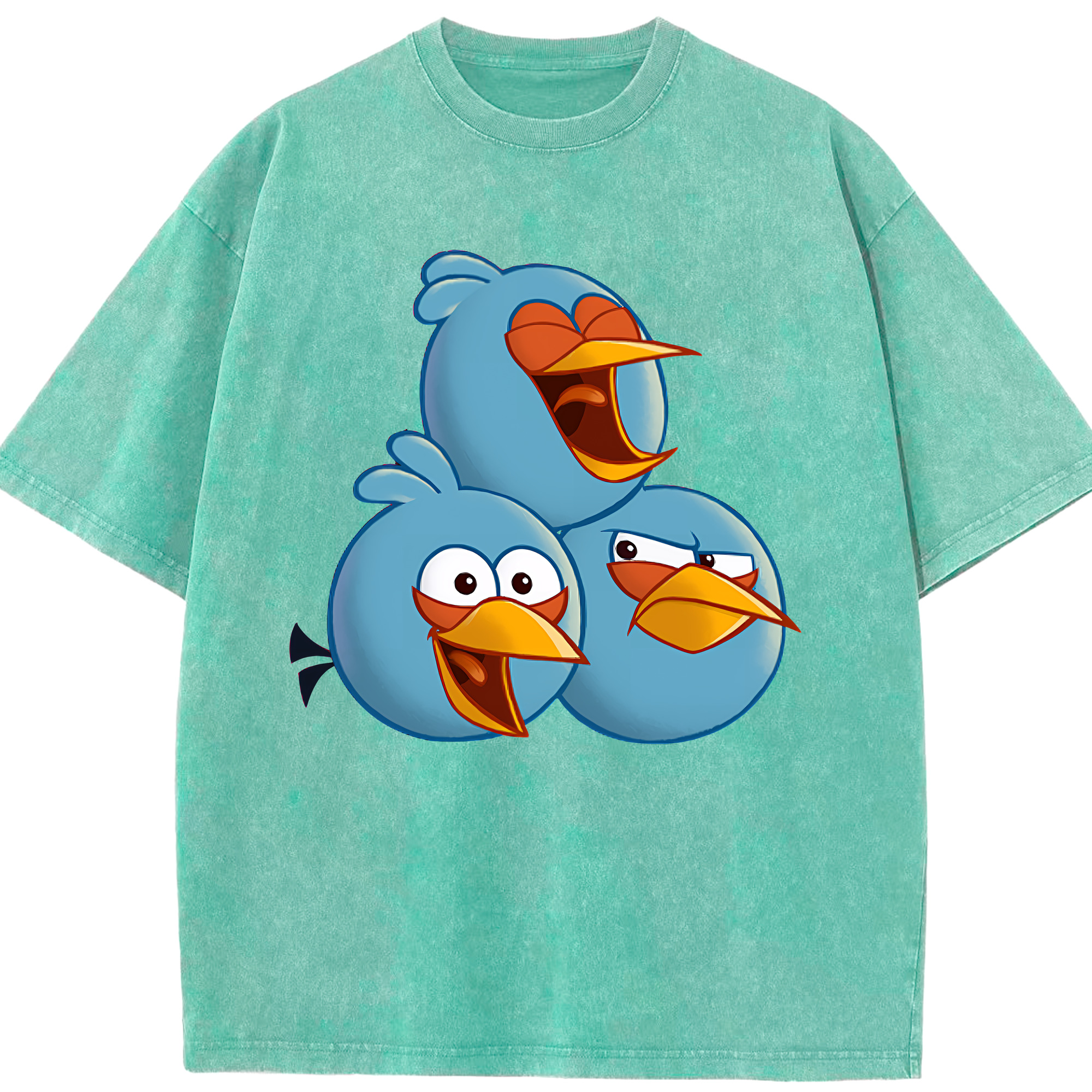 （画像用） Angry Birds アングリーバード 綿100% ヴィンテージ風 半袖Tシャツ（フロントプリント）